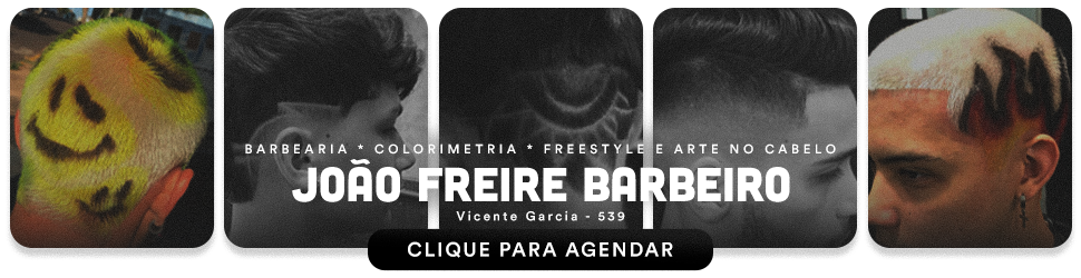 João Freire Barbeiro em Machado é especialista em cortes masculinos modernos, degradê, freestyle, colorimetria e arte no cabelo. Atendimento personalizado, técnicas atualizadas e estilos exclusivos para quem busca um visual diferenciado. Agende seu horário e transforme seu corte com um barbeiro referência em Machado.